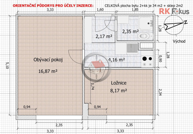 Pronájem bytu 2+kk Řípovská, Třebíč