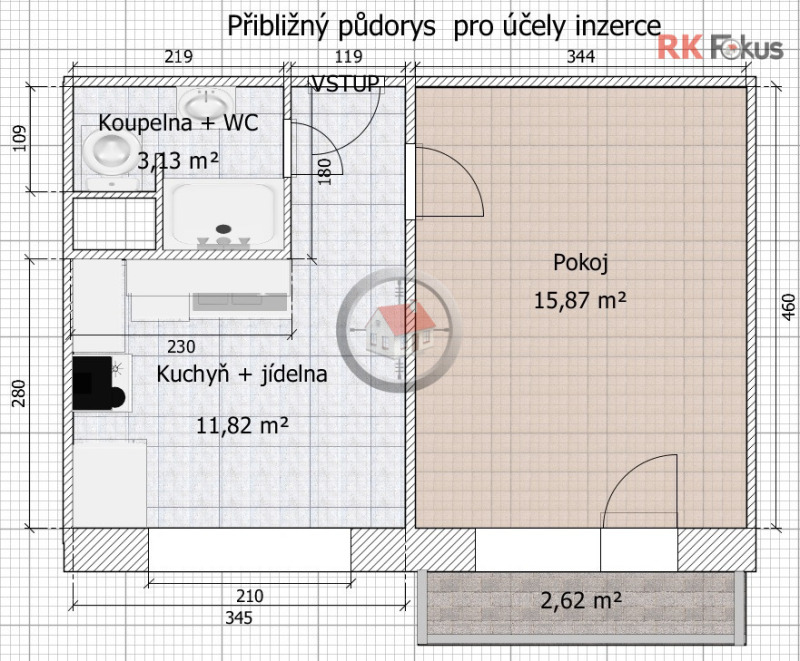 Pronájem zrekonstruovaného bytu 1+1 Maxima Gorkého, Třebíč
