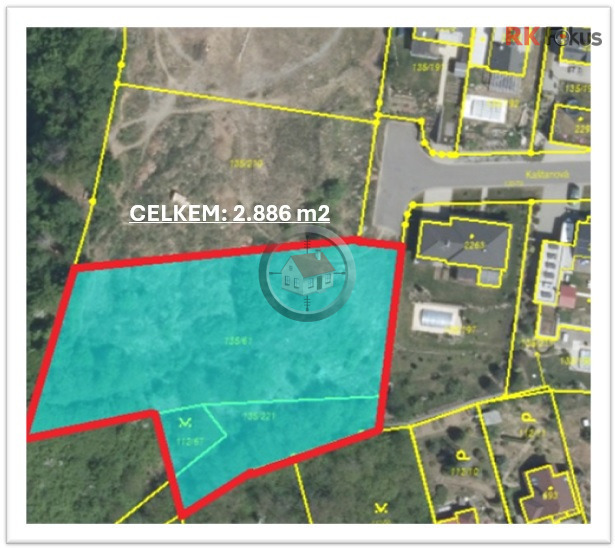 Prodej stavebního pozemku 2.886 m2 Třebíč, místní část Nehradov