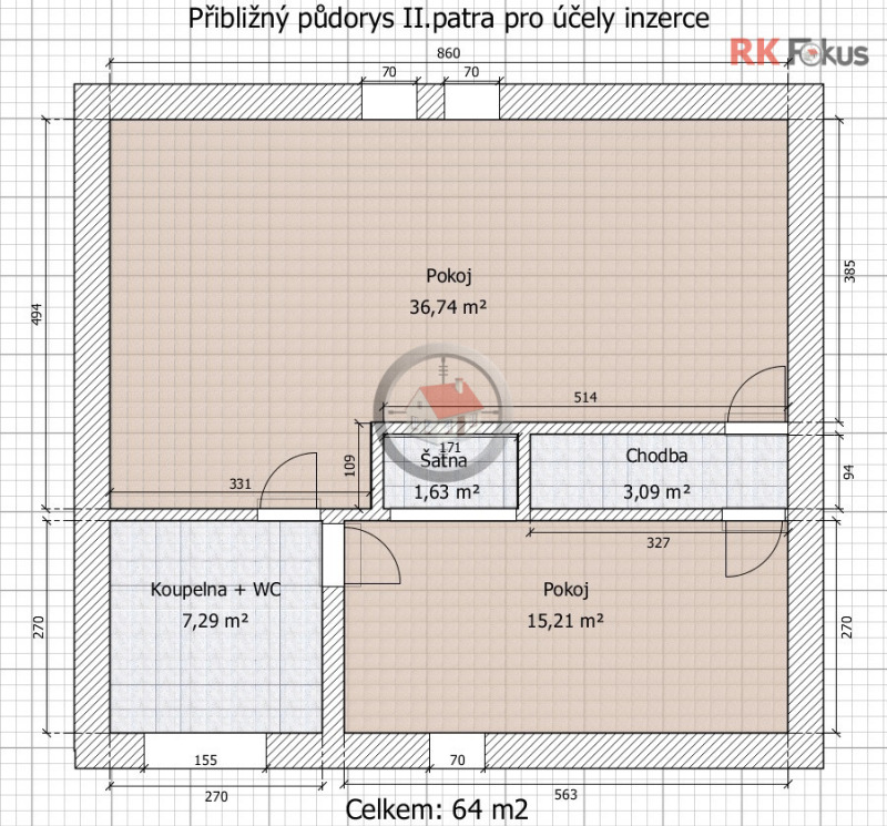 Pronájem mezonetového bytu 4+kk, Křížová, Třebíč