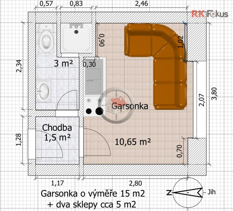 Pronájem garsonky Václavské nám. Třebíč