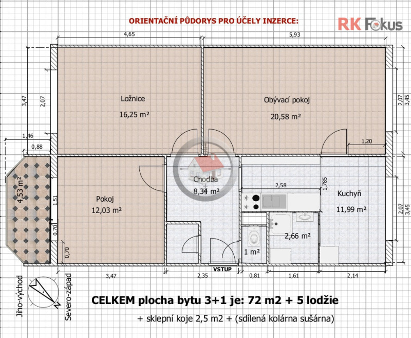 Prodej zrekonstruovaného bytu 3+1, Čeloudova, Třebíč (Horka-Domky)
