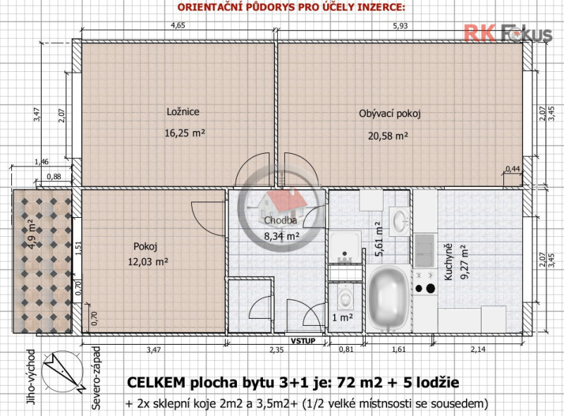 Prodej bytu 3+1 s lodžií, 72 m², Okružní, Třebíč